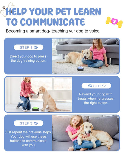 Acools Dog Buttons for Communication, 8 Dog Talking Button Set, 30s Recordable Voice Pet Buzzer Training Buttons, Speaking Button for Dogs with Anti-Slip Dog Buttons Talk Mat and 24 Scene Stickers