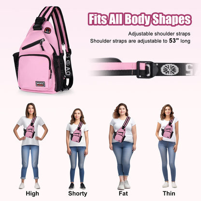VALUEQLO Crossbody Backpack Convertible Sling Bag for Women Men with Adjustable Strap Small Casual Daypack for Hiking Traveling (Small, 11-Inch, Pink)