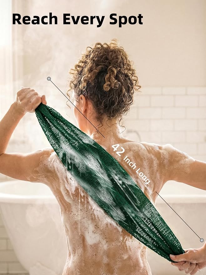 Cleangor 2Pcs African Net Sponge Authentic with Knots - Exfoliating Body | Scrubber for All Skin Types, African Bath Sponge, Wash Cloth, Gentle Exfoliation Shower Rag for Women Daily Use