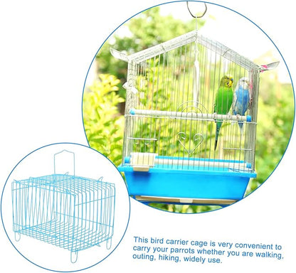 Milisten Portable Bird Carrier Travel Cage Lightweight Handheld Wire Cage for Small Birds Parrots Conures Cockatiels Breathable Design Outdoor Use 7.00X5.31X5.11 Inch