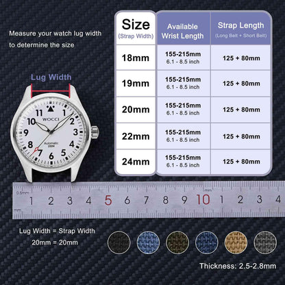 WOCCI 18mm Watch Band, Canvas Fabric, Quick Release, Replacement Strap, Black Buckle (Army Green)