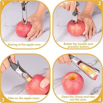 Premium Apple Corer Tool – Featuring Ultra-Sharp Stainless Steel with Serrated Blades for Effortless Coring – Easy to Operate and Clean, Durable Tool Ideal for Baking Apples and Other Culinary Uses