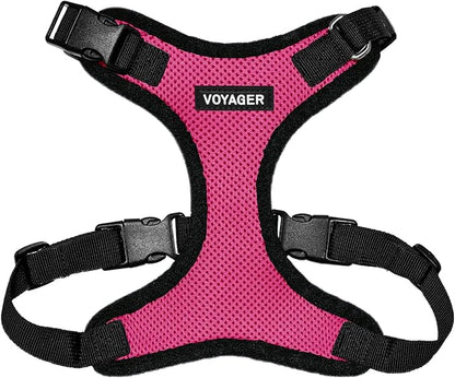 Voyager Step-in Pet Harness - All Weather Mesh, Adjustable Step in Harness for Cats and Dogs by Best Pet Supplies - Fuchsia/Black Trim, M