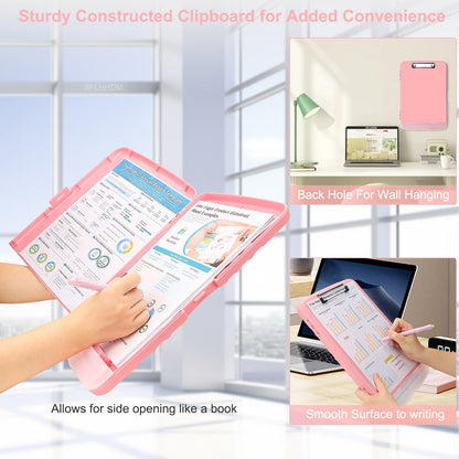 SFLHHDM Clipboard with Pen Holder, Legal Size Nursing Clipboards with Storage, Plastic Clip Boards for Writing, Lightweight Cute Clipboard Storage with Low Profile Clip for Work, Office