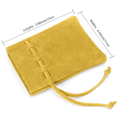 Medieval Drawstring Coin Pouch Bag,Leather Coin Pouch,Renaissance Drawstring Pouch Dice Bag,Small Coin Purse for Women/Men,Brown Swayze Suede Banana