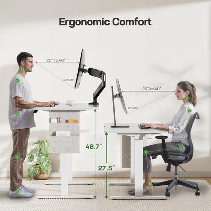 Marsail 40x24 Electric Adjustable Height Standing Desk with Storage Bag, 4 Memory Height Settings,Sit Stand Up Desk for Home Office,Computer Gaming Workstation, Cable Manager, and Headphone Hook