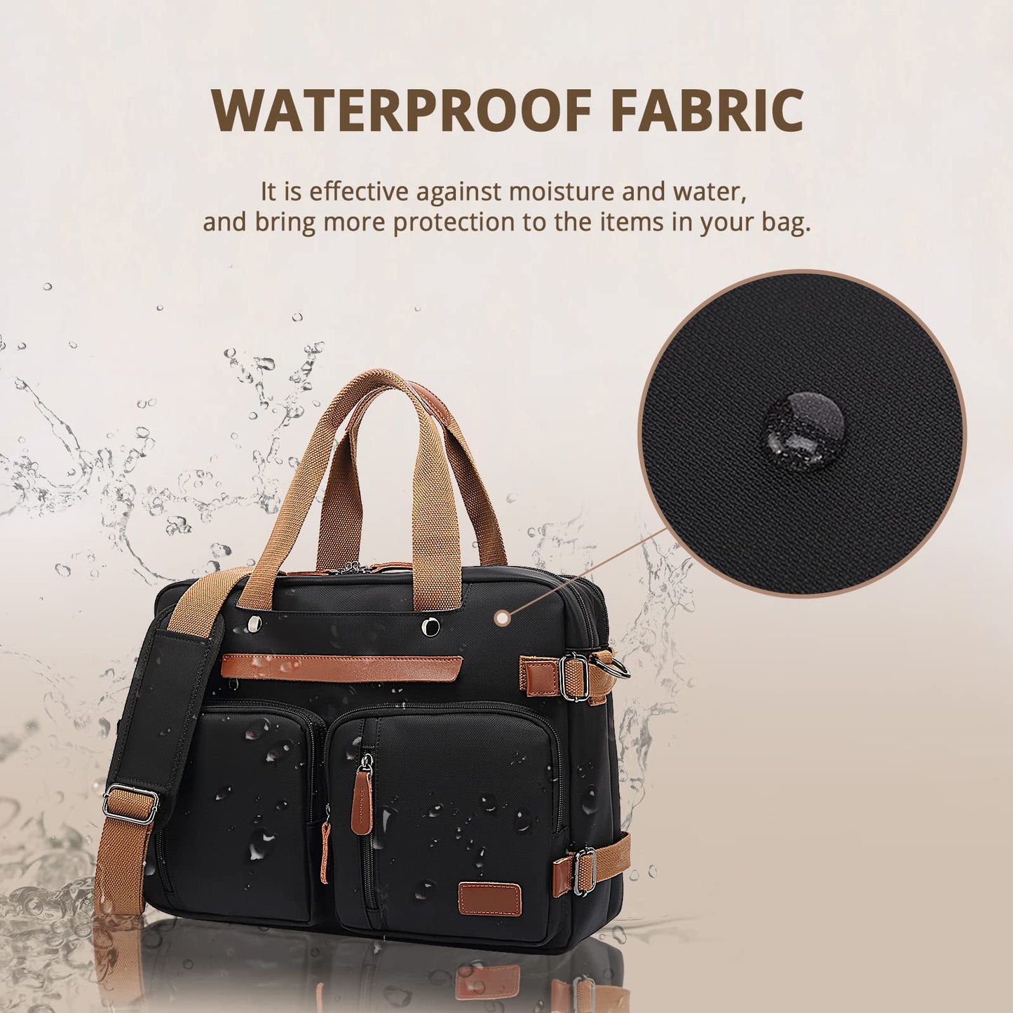 MOLNIA 15.6 inch Laptop Backpack for Men Women,3 in 1 Briefcases For Men,Messenger Bag Laotop Bag Computer Bags For Work College Travel, Black