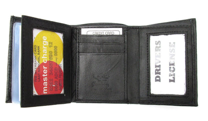 Dangerous Threads Mens Black Leather Wallet Lamb Classic Trifold 731