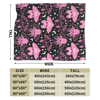 Pink Bat Throw Blanket Soft Fleece Blanket Men Women Gift for Kids Boys Girls for Party Couch Sofa Bed Deco Blankets 50"x40"