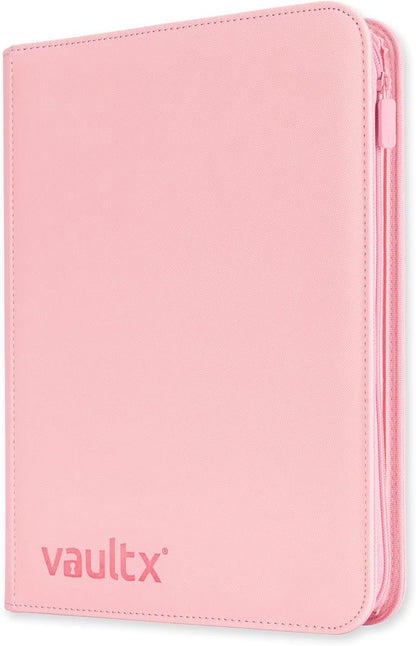 Vault X 4 Pocket Zip Binder, 160 Cards, Exo-Tec Material, 20 Side-Loading Pages (Pink)
