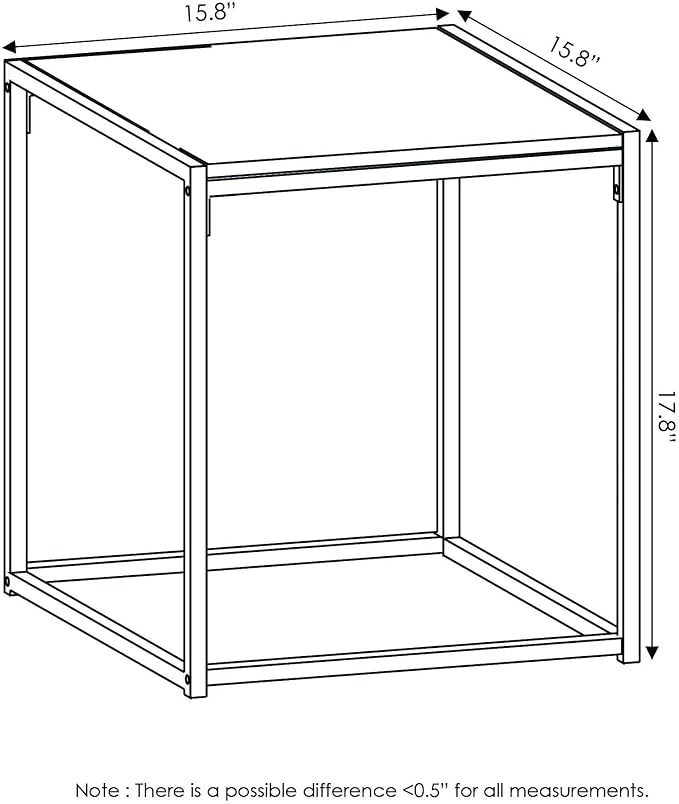 FURINNO Camnus Modern Living End Table, French Oak Grey, 15.75 in x 15.75 in x 17.83 in