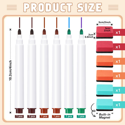 Watersay 24 Pcs Dry Erase Pocket Reusable Sleeves 10" x 14" Clear Plastic Sheet Protectors with Markers and Mini Dry Erasers for Paper (Retro Boho)