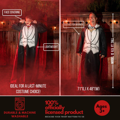 Franco Collectibles Universal Monsters Dracula Halloween Horror Super Soft Cozy Wearable Sleeved Throw Blanket, 70 in x 48 in (Officially Licensed Product)