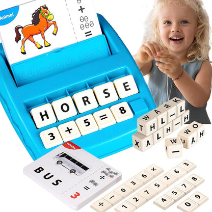 Matching Letter Game for Kids, 2 in 1 Educational Toys Alphabet Spelling & Reading, Number & Color Recognition Learning Flash Cards Birthday Gifts for Preschool Kindergarten Boys & Girls (Light Blue)