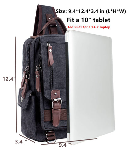 Leaper Retro Canvas Messenger Bag — Fits 10" Tablet, 9 Pockets, Unisex Crossbody Shoulder Sling Bag for Travel, Work & Daily Use, Army Green, M (Available in Medium, Large, XL, XXL)