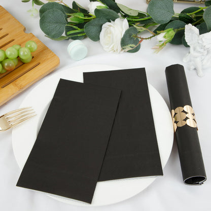 BUCLA 200-Count 3-Ply Disposable Black Napkins - Black Paper Napkins Premium Quality - Halloween Dinner Napkins Soft, Absorbent for Kitchen, Parties, Weddings, Halloween & Graduation