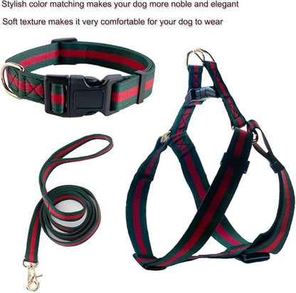 Premium and Stylish Dog Collar Harness and Leash,Soft Comfortable，Chest Adjustable Pet Harness,Luxury Fashion Dog Harness Leashes Set Gift for Medium Dogs