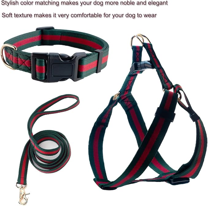Premium and Stylish Dog Collar Harness and Leash,Soft Comfortable，Chest Adjustable Pet Harness,Luxury Fashion Dog Harness Leashes Set Gift for Puppy Small Dogs