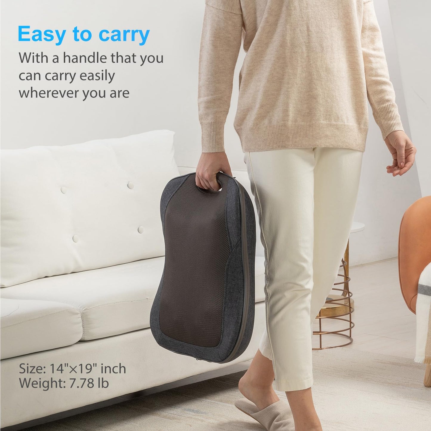 CooCoCo 14"×19" Shiatsu Back Massager with Heat, Birthday Gifts for Dad Mom Women Men Husband, Portable Massage Chair Pad, Kneading Massage Tools for Pain Relief, Chair Massager for Office Home