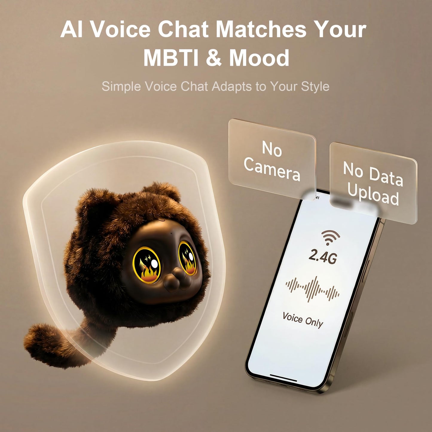 AI Interactive Plush Stuffed Animal Toy, Voice Responsive Learning Companion with Emotional Interaction, Soft Plush Talking Toy for 14+Teens and Family Companionship, Thoughtful Gift for Loved Ones