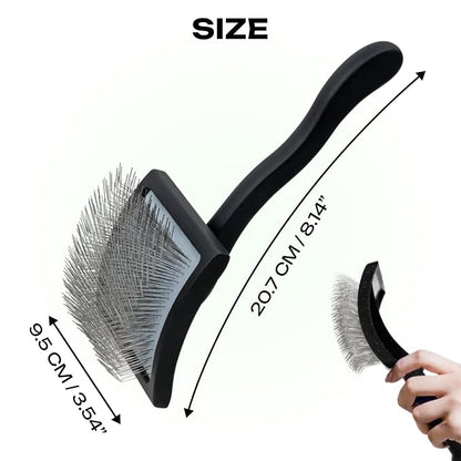 Natural Wooden Grooming Brush for Pets – Long Metal Pins Slicker for Dogs & Cats