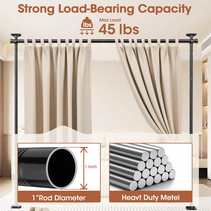 SUNALLY Room Divider Curtain Rod, No Drilling Room Separator for Space Partition Adjustable 4-10ft(H) 28-70inch(W) Heavy Duty Temporary Wall Divider Floor to Ceiling Tension Rod, Black
