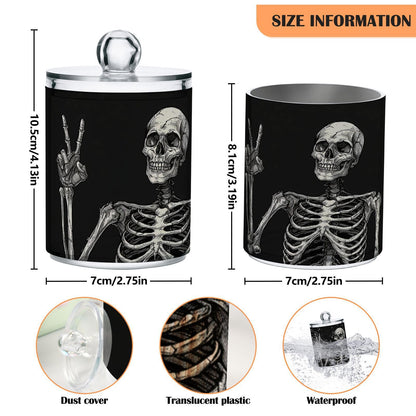 Zhirexin Halloween Skull 2PC Airtight Transparent Plastic Storage Jar Food Storage Container Plastic for Food Herbs Tea etc with Storage Lid easy to use and clean With lid Easy To Use