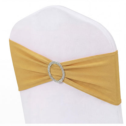 MehelloFeather Spandex Chair Sashes 20Pcs Chair Bows for Weddings Parties Holiday Celebrations and Event Decorations(Glod)