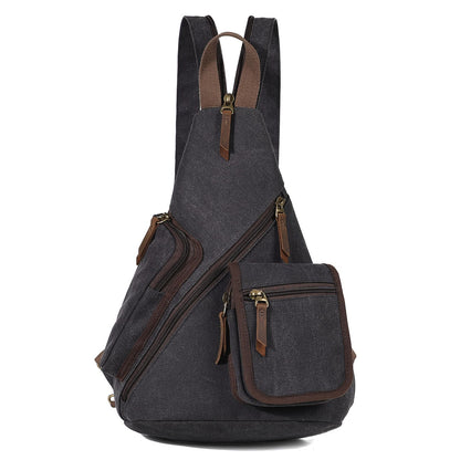 KL928 Canvas Sling Bag - Casual Crossbody Shoulder Daypack Rucksack Backpack for Men Women, Black
