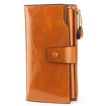 YALUXE Women's Genuine Leather Wallet RFID Blocking with 21 Card Slots ID Window Cash Cell Phone Pocket