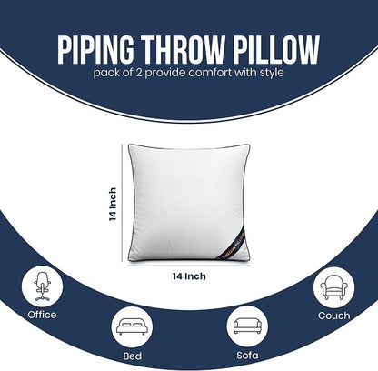 Utopia Bedding Throw Pillow Inserts (Pack of 2, White), 14 x 14 Inches Decorative Indoor Pillows for Sofa, Bed, Couch, Cushion Sham Stuffer