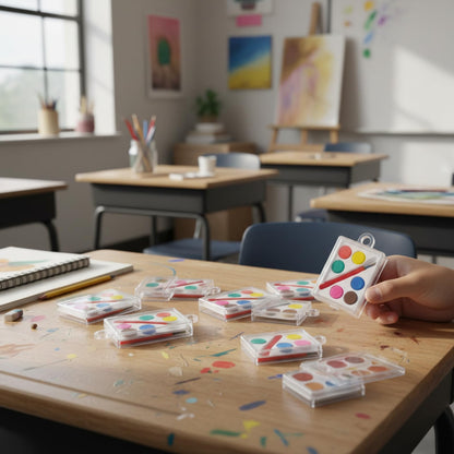 24 Sets Mini Paint Canvas Kit Mini Acrylic Art Party Favor Watercolor Painting Set with Panel Wood Easel Small Art Strips Palettes Brush Teacher School Classroom Reward Party Supplies Birthday Gift