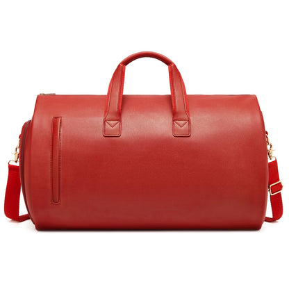 Leather Garment Bag Women, Carry on Garment Bag for Travel Convertible Garment Duffel Bag 2 in 1 Waterproof Foldable Travel Suit Bag Weekender Bag with Shoe Pouch