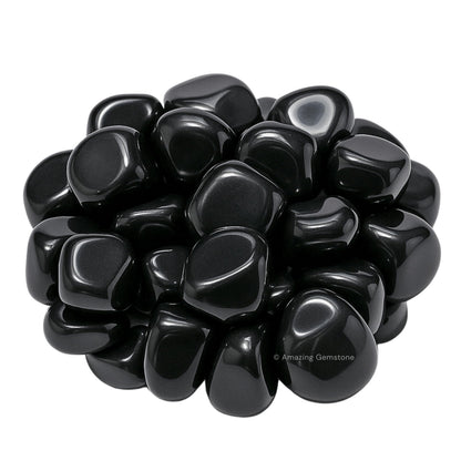Amazing Gemstone Black Obsidian Crystals & Healing Stones Tumbled - 1 oz, Natural Healing Stones for Energy Balance, Stress Relief - Premium Polished Gems Rocks for Meditation & Wellness