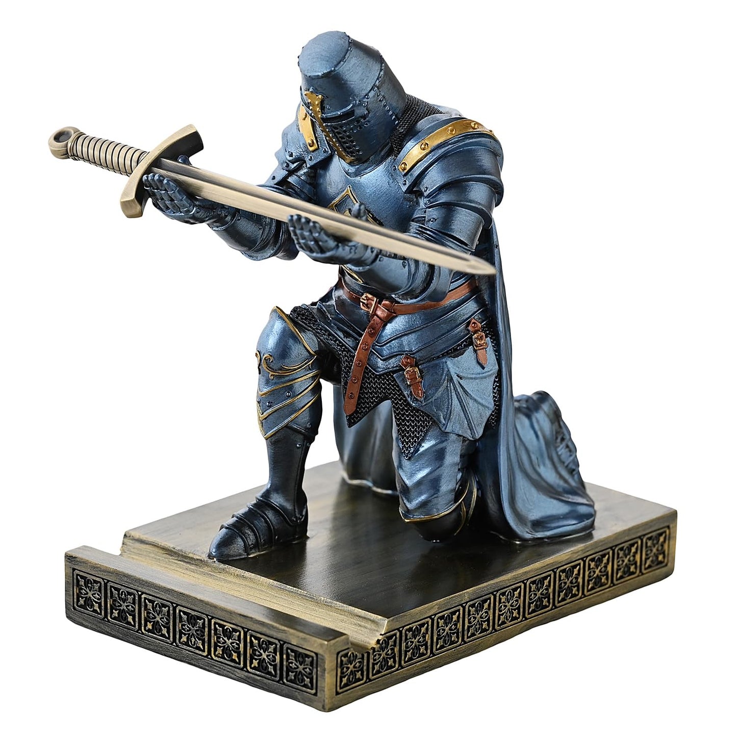 Medieval Templar Vanguard Officer Knight Pen Holder Desk Organizers Blue