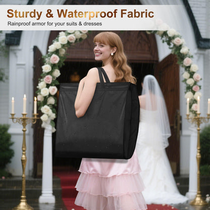 MISSLO 72" Wedding Dress Garment Bag for Travel Waterproof Dress Bags for Gowns Long 4" Gusseted Dresses Protector Bag for Closet Storage Clothing Covers for Hanging Clothes, Black