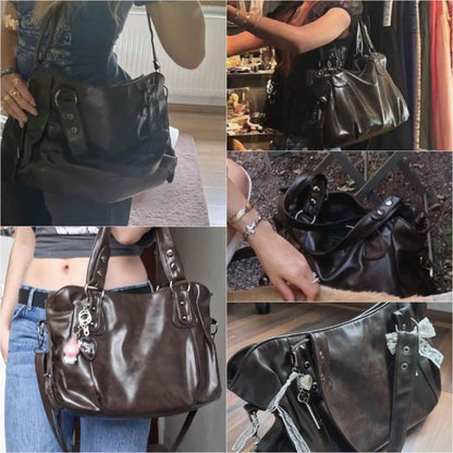 city vintage shoulder bag for women, brown soft vegan faux leather crossbody purses, large capacity hobo crossbody bag, fall fashion casual handbag