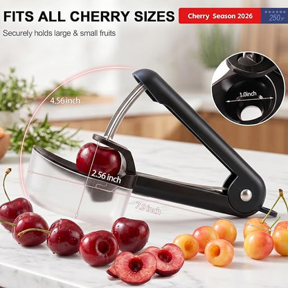 Cherry Pitter - Makmzoon Stainless Steel Cherries Pitter Tool | Hand-held Push Design, Save Time & Space for Making Cherry Jam with Lock Design Stainless Steel Rod