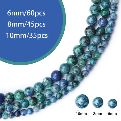 Siomia 45pcs 8mm Natural Phoenix Lapis Lazuli Gemstone Beads Energy Healing Crystal Round Loose Stone Beads for Jewelry Making, DIY Bracelets Necklaces