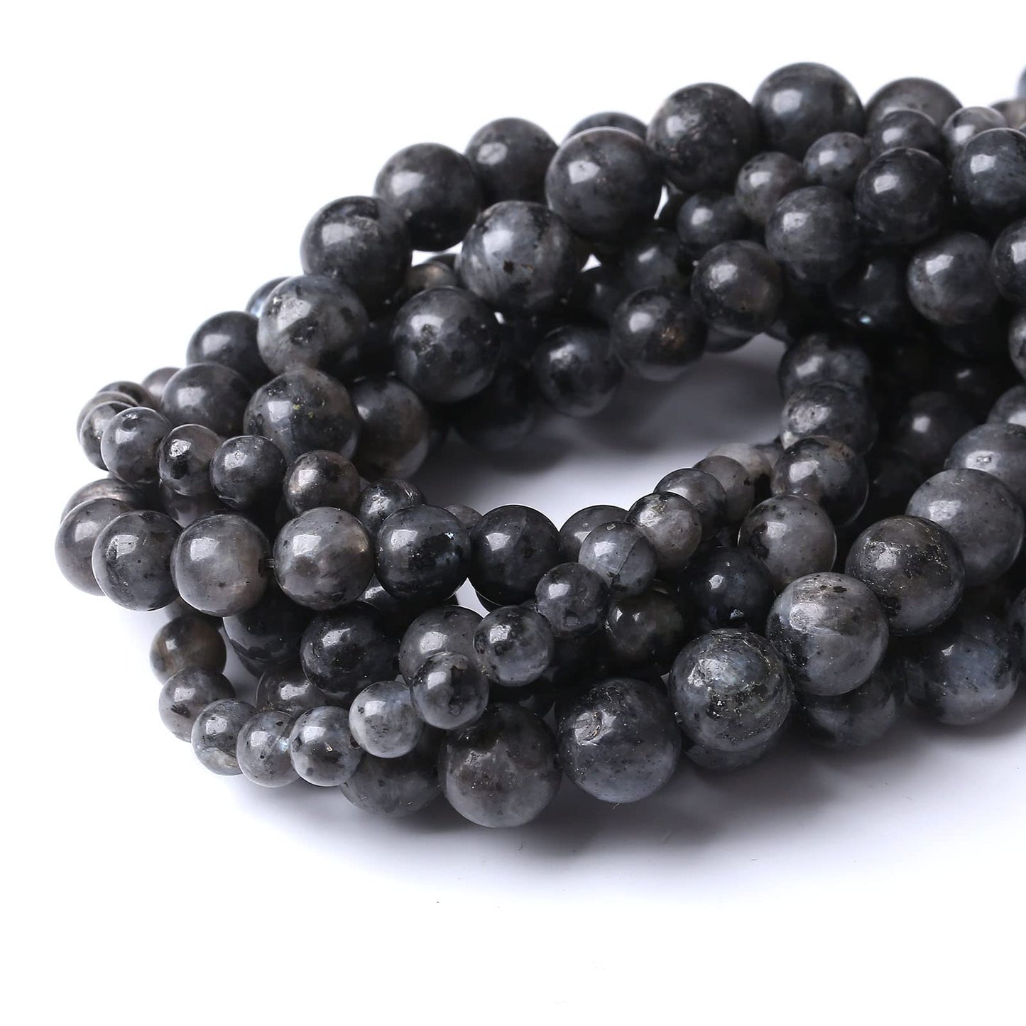 32PCS 12MM Natural Black Labradorite Beads Round Loose Stone Beads for Jewelry Making DIY Energy Stone Healing Power Bracelet 15"