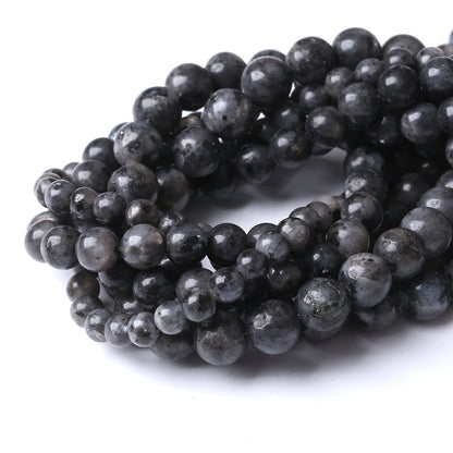 36PCS 10MM Natural Black Labradorite Beads Round Loose Stone Beads for Jewelry Making DIY Energy Stone Healing Power Bracelet 15"