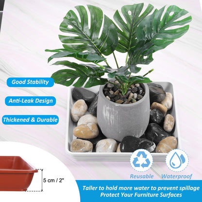 PATIKIL Plant Saucer Tray, 5 Pack 14 Inch Square Plant Saucer Heavy Planter Pot Saucers Large Deep Flower Planter Drip Tray for Indoor Outdoor Plants, Terracotta