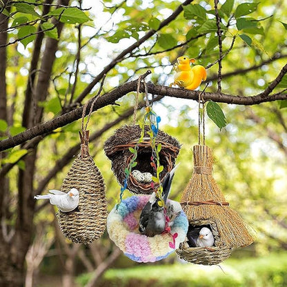 Hanging Bird Hammock for Cage Warm Plush Hanging Bird Bed Bird Snuggle Hut Parrot Hanging Sleeping Bird House for Parakeet, Conure, Budgie, Cockatiel, Lovebird, Finch, Hamster-Pink