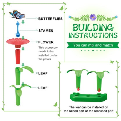 SpringFlower Toys for Girls 3 4 5 6 7 Years Old, Flower Garden Building Kit with Storage case,Educational STEM Toy and Preschool Garden Play Set for Toddlers, for Kids,148pcs