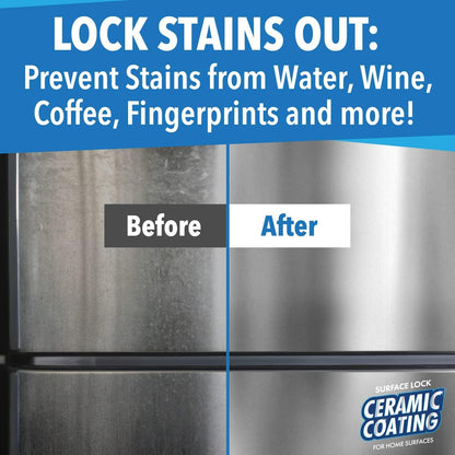 Surface Lock Home Ceramic Coating for Stainless Steel - Prevents Fingerprints on Appliances, Countertops and Any Hard Surface In Your Life - Made in the USA Spray - 8 fl oz - Proof It Works to Seal