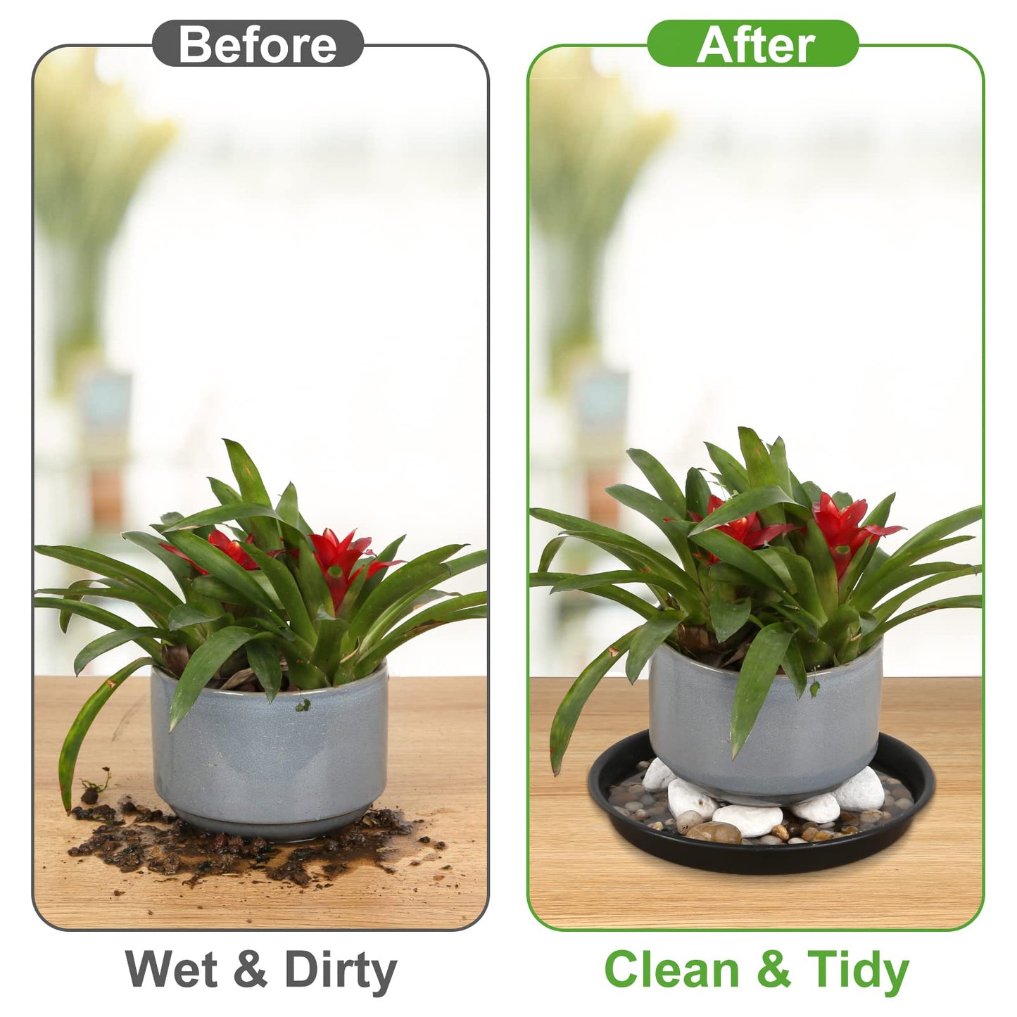 NABAOXUN 8 Pack 10Inch 12Inch 14Inch 15 Inch Plant Saucer Plastic Plant Saucer Drip Trays Plant Saucers for Indoors Outdoor Plant (10+12+14+15 inch) Black