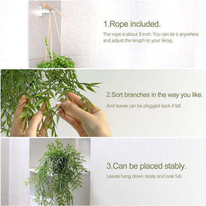 PENGYEE 3 Packs Fake Hanging Plants with Black Pots, 20" Artificial Hanging Plants for Wall Decor, Fake Fern Plants Mandala Vine for Home Bathroom Bedroom Kitchen Office Room Decor
