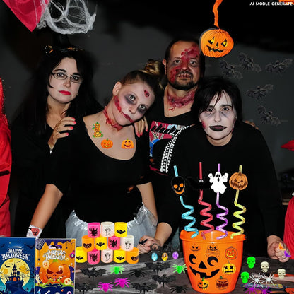 CHSLtmxq 206pcs Halloween Party Favors, Stationery Supplies Set, Halloween Treats Goodie Bags Fillers gifts, Halloween Prizes for Trick or Treat