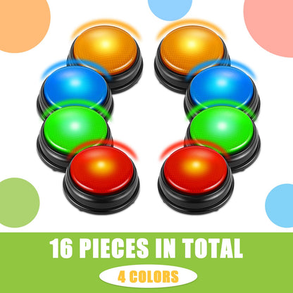 Deekin 16 Pcs Trivia Game Buzzers Bulk Answer Button with Sound and Light Family Feud Buzzer for Classroom Teacher Supplies Back to School Team Game Show and Trivia Nights