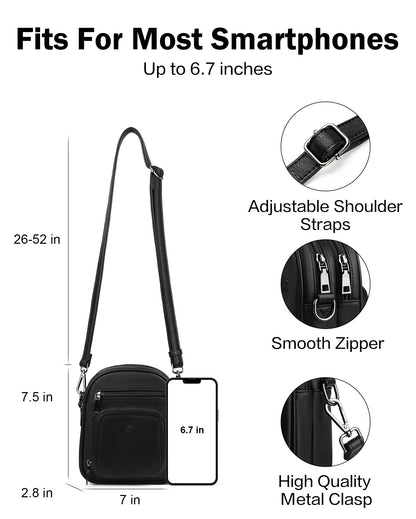 FADEON Small Purses for Women Crossbody Bags, Designer PU Leather Mini Cross Body Purse Travel Shoulder Bag Card Slots